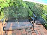 Iron settee and matching chair.
