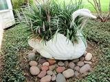 UNIQUE large cement swan planter.