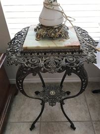Victorian Bronze and Marble Plant Stand