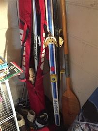 76-77: Fischer and Seefeld cross country skis, with poles, boots and travel bag