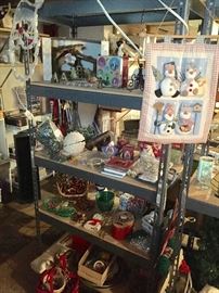 Holiday items and shelving for sale!