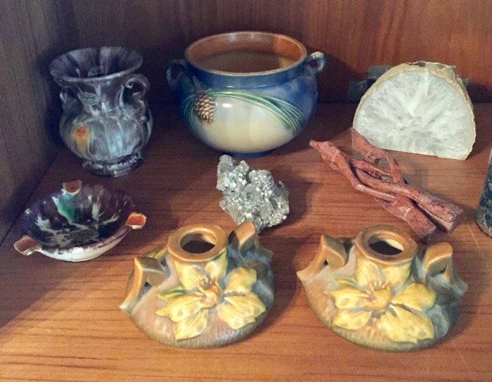 Roseville pottery, Jasba pottery, precious stone speciman