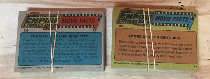 Vintage 1980 Empire Strikes Back Movie Facts trading cards