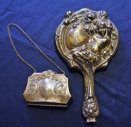 Antique sterling purse and mirror