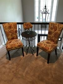 Side table and chairs for entry or foyer.