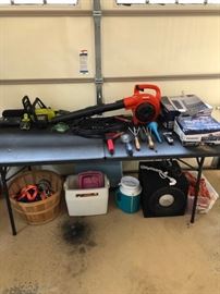 Leaf blower and other lawn and garage tools.