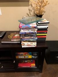 Large collection of DVDs and video games.