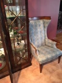 Wingback Chair Curio cabinet, display cabinet, china cabinet