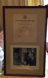 Cyril Pinder visits the White House and meets then President of the United States, Richard Nixon 1972 "Certificate of Appreciation." 