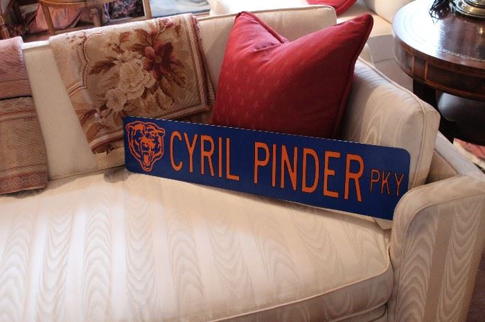 Cyril Pinder Chicago Bears Street Sign in Orange and Blue