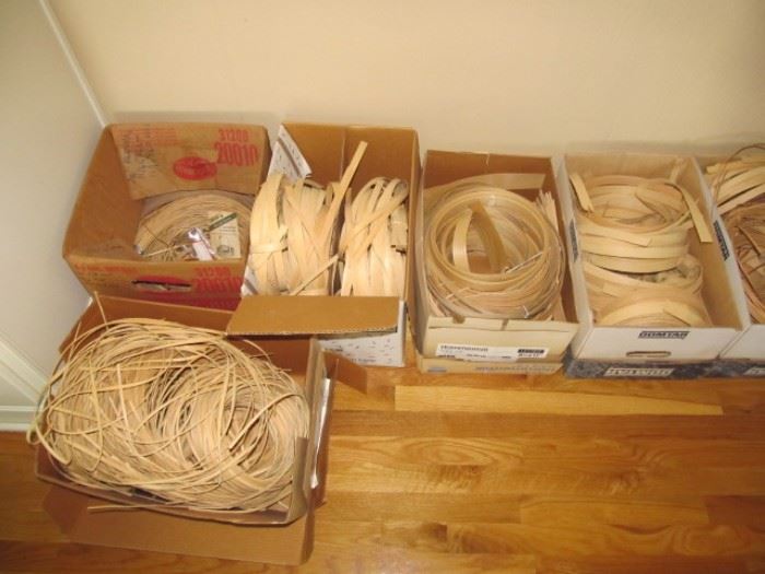 Boxes of basket making reed in different sizes