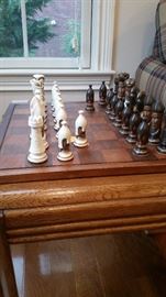 Duncan Ceramic hand-painted chess set.  New felt!