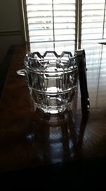 Crystal ice bucket with silverplate ice tongs