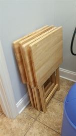 4 wooden TV trays