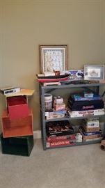Small wooden toy boxes, puzzles, & games.