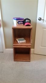 2 wooden storage cubes, stackable or side by side. 