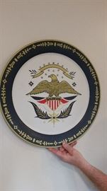 Large metal serving tray, suitable for hanging!