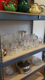 Stemware, mostly crystal, & crystal vases.