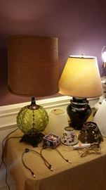 Great retro 1970's lamp, dark blue ginger jar lamp