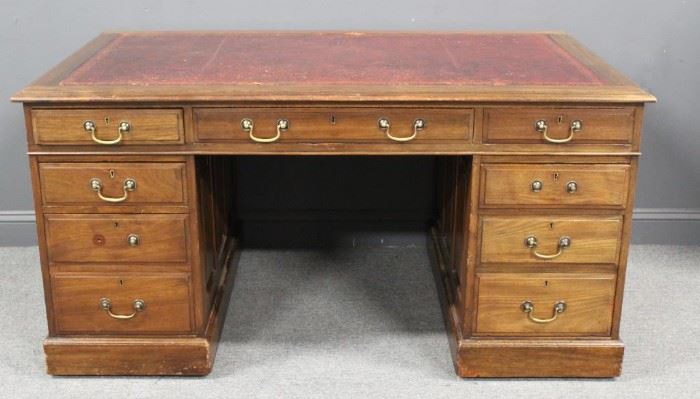Antique Leathertop Part Mahogany Desk
