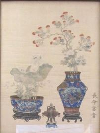 Chinese Painted Still Life on Silk
