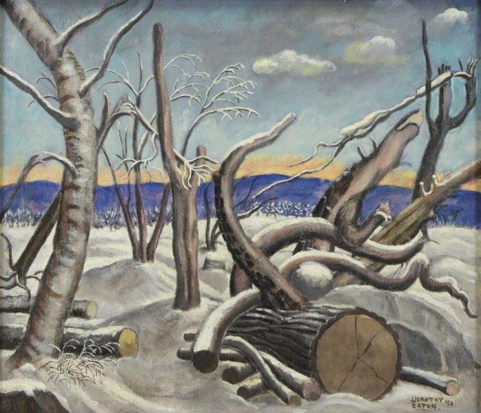EATON Dorothy Oil on Canvas Winter Landscape