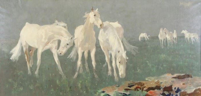 GALDON Ricardo Arenys Oil on Canvas Horses