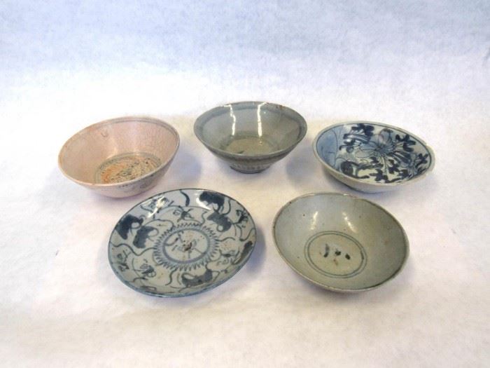 Group of Ming Provincial Blue and White Bowls