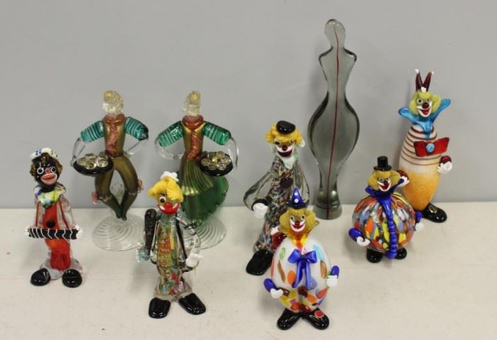 Grouping of Murano Glass Clowns Cenedes