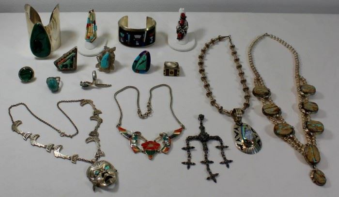 JEWELRY Assorted Southwest and Inlaid Silver