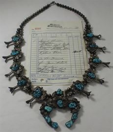 JEWELRY Signed s Turquoise Squash Blossom