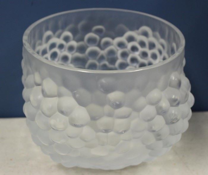 LALIQUE France Signed Ice Bucket With Grape