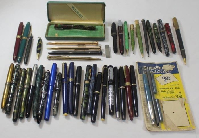Large Grouping of Vintage Fountain Pens Pencils