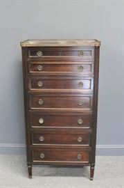 Louis XVI Style Tall Chest with Brass Gallery