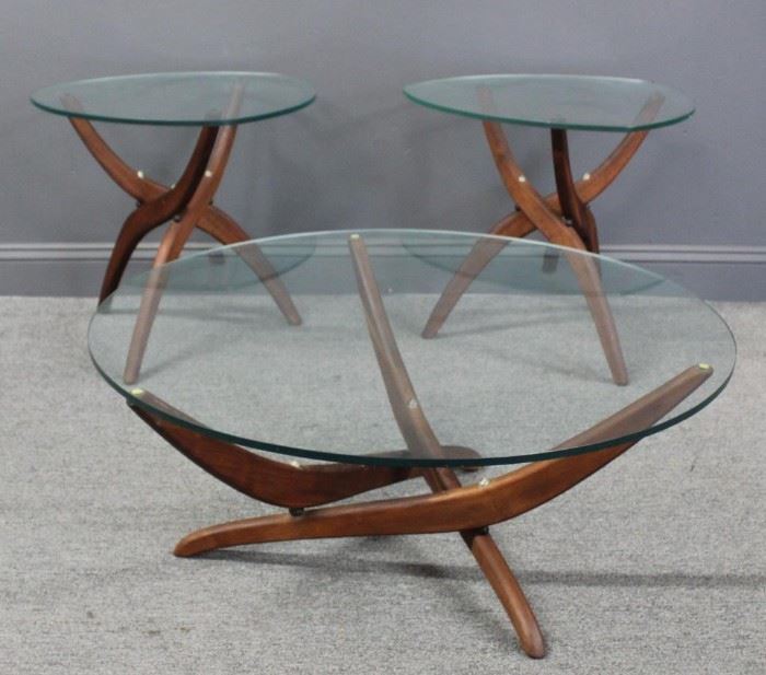 MIDCENTURY Lot of Glass Top Tables