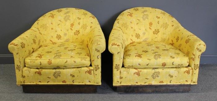 MIDCENTURY Pair of Upholstered Club Chairs