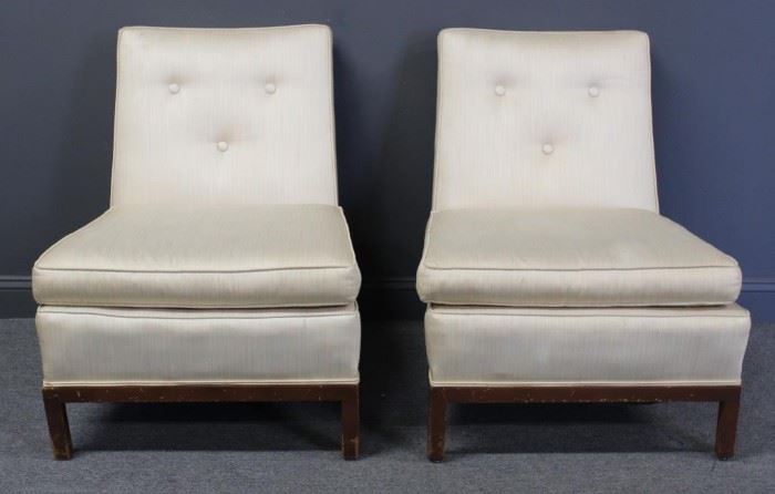 MIDCENTURY Pair of Upholstered Slipper Chairs