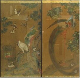 Pair of Chinese Bird and Flower Paintings