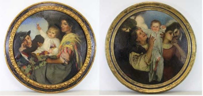 PATTEN George Pair of Oils Family Portraits