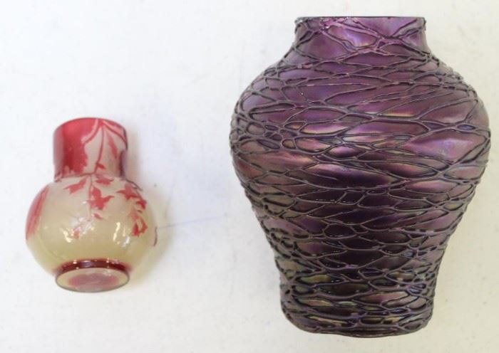 Pieces Art Glass to include Galle and Loetz