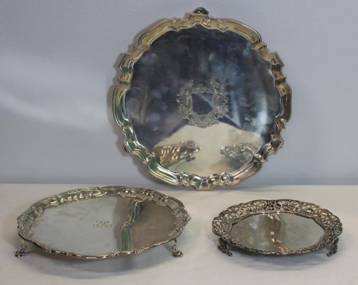 SILVER Grouping of Antique English Salvers