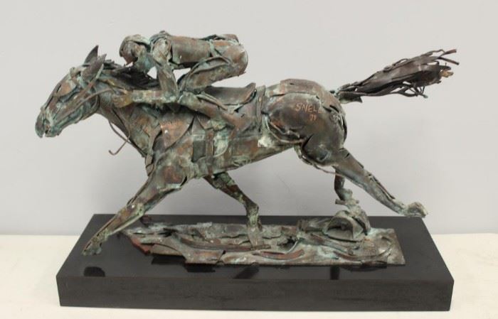 SNELL Brutalist Sculpture of Racing Horse 