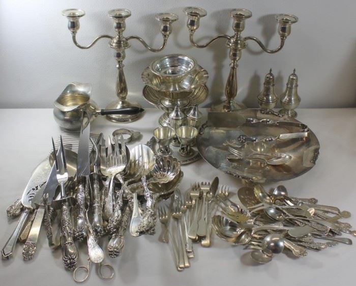 STERLING Large Grouping of Sterling Hollow Ware