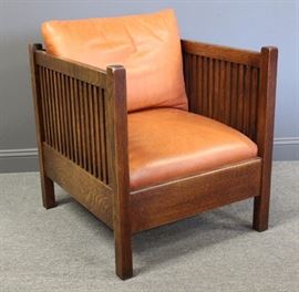 Stickley Audi Signed Oak Spindle Chair