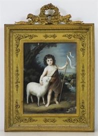 th C Miniature Infant St John with Lamb