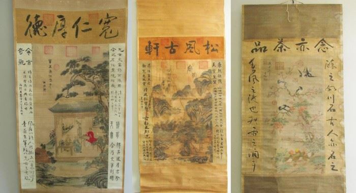 Three Hanging Scrolls with Calligraphy