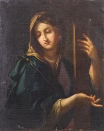 thth Century Oil on Canvas Madonna