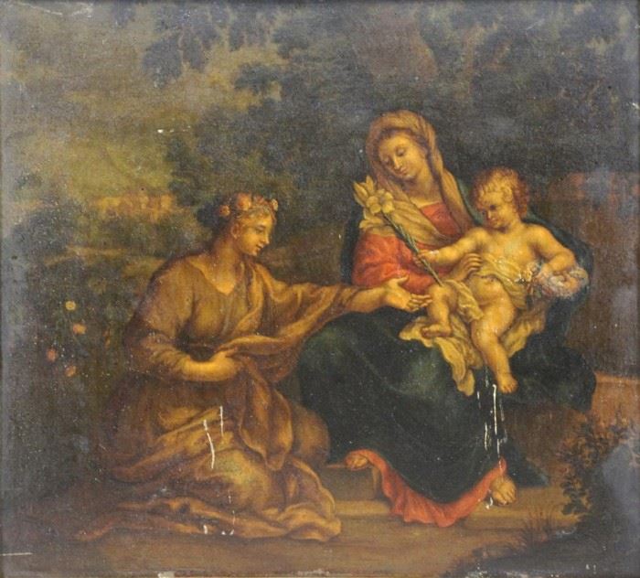 thth Century Oil on Copper Madonna