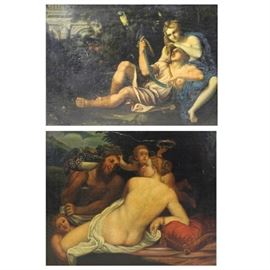 Two th Century Neoclassical Oils on Canvas