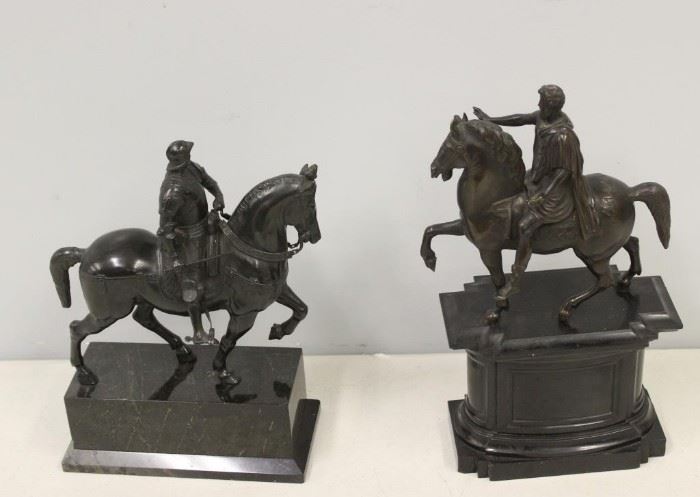 UNSIGNED Bronze Sculptures of Horses Riders